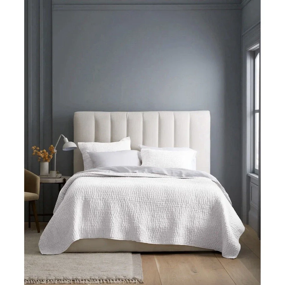 Quince European Linen Cotton Stitch Quilt Set King/Cal King White HARD TO FIND